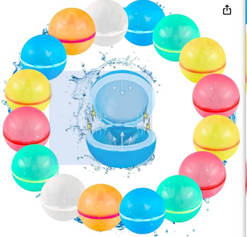 SOPPYCID 16 Pcs Reusable Water Balloons, Easy Quick Fill & Self-Sealing Water Bombs, Soft Silicone Water Splash Ball, Magnetic Water Ball for Outdoor Games, Summer Toy